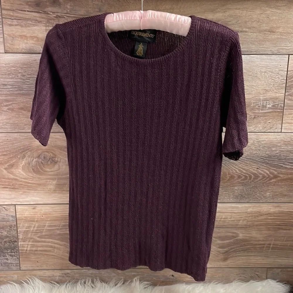 Requirements Pullover Lightweight Short Sleeve Sweater, Size Small, Brown